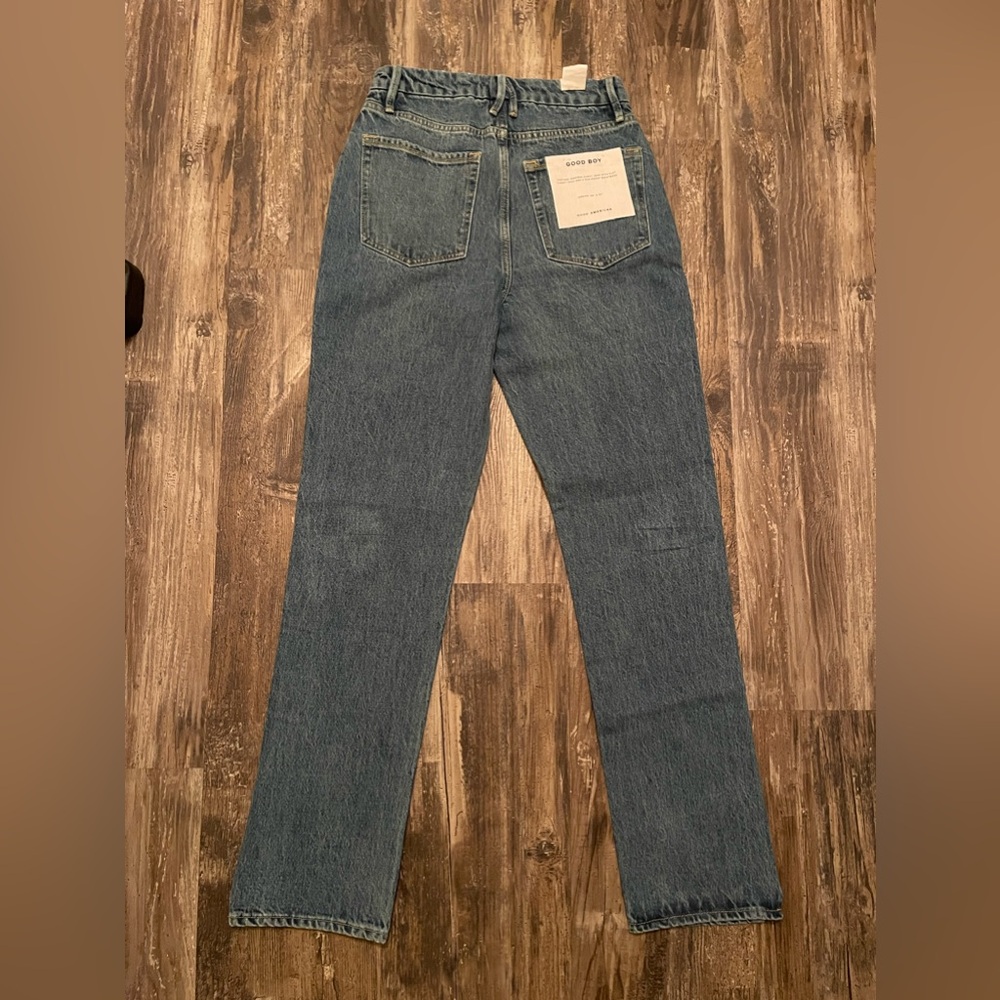 Good American Good Boy High Waist Distressed Nonstretch Jeans, NWT - Picture 6 of 16